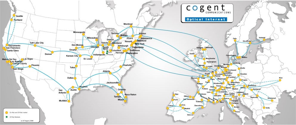 Euroopan verkkoliikennekartta optiset kaapelit